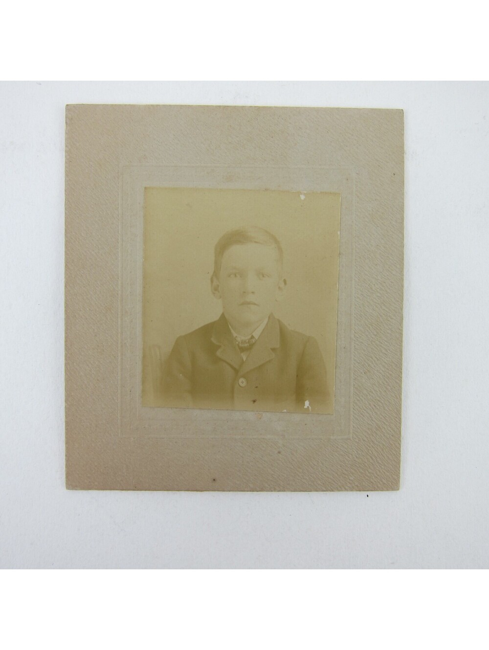 Antique Carte De Visite CDV Boy in Suit Coat & Tie Formal Sepia Child Photograph